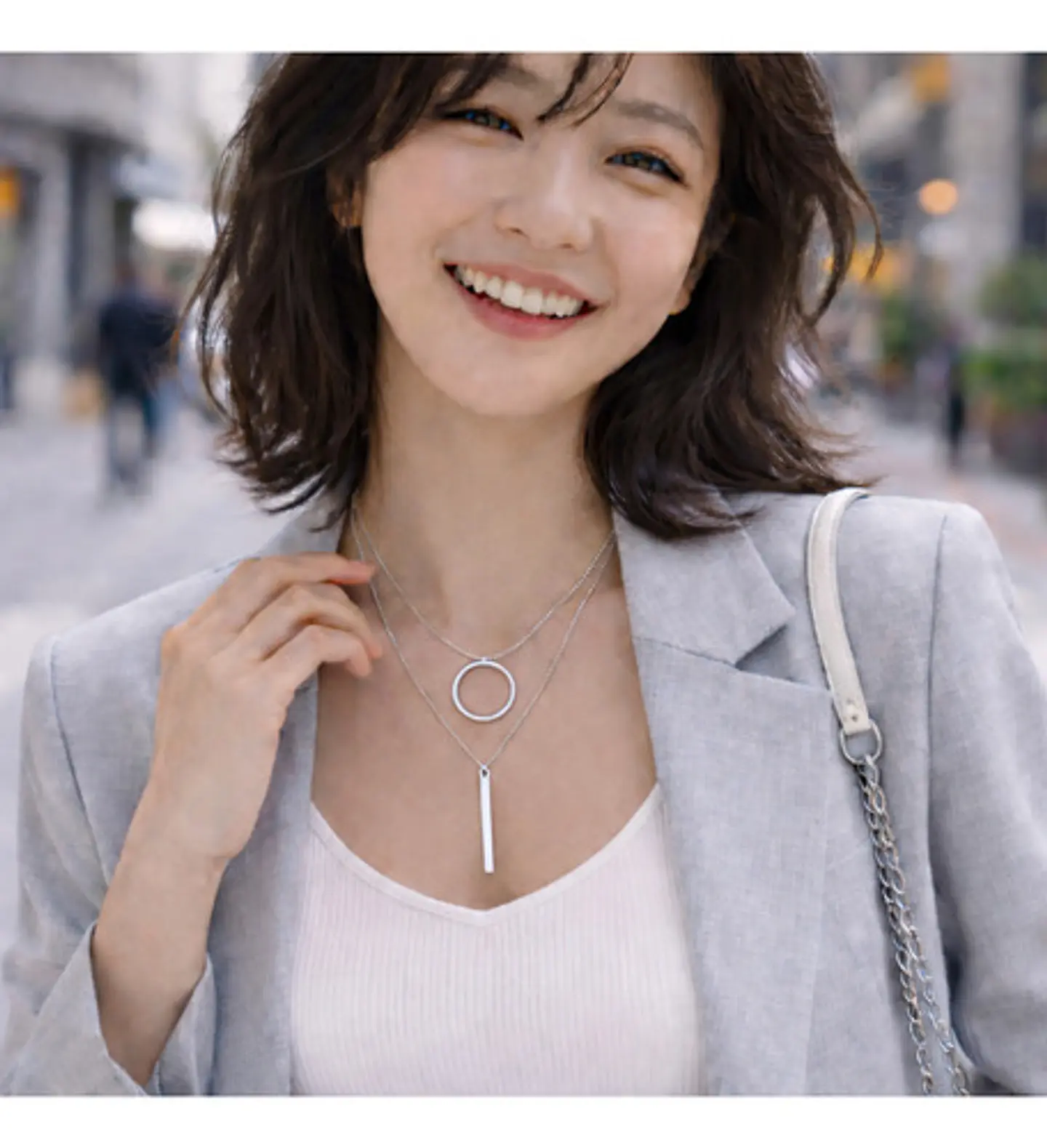 Collar Doble Capa Para Mujeres Dije Geométrico Minimalista 16