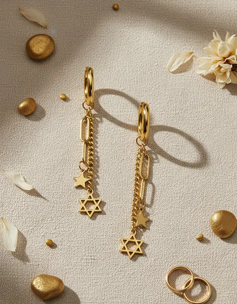 Aretes Para Hombre Mujer Pendientes Estrella De David Cadena