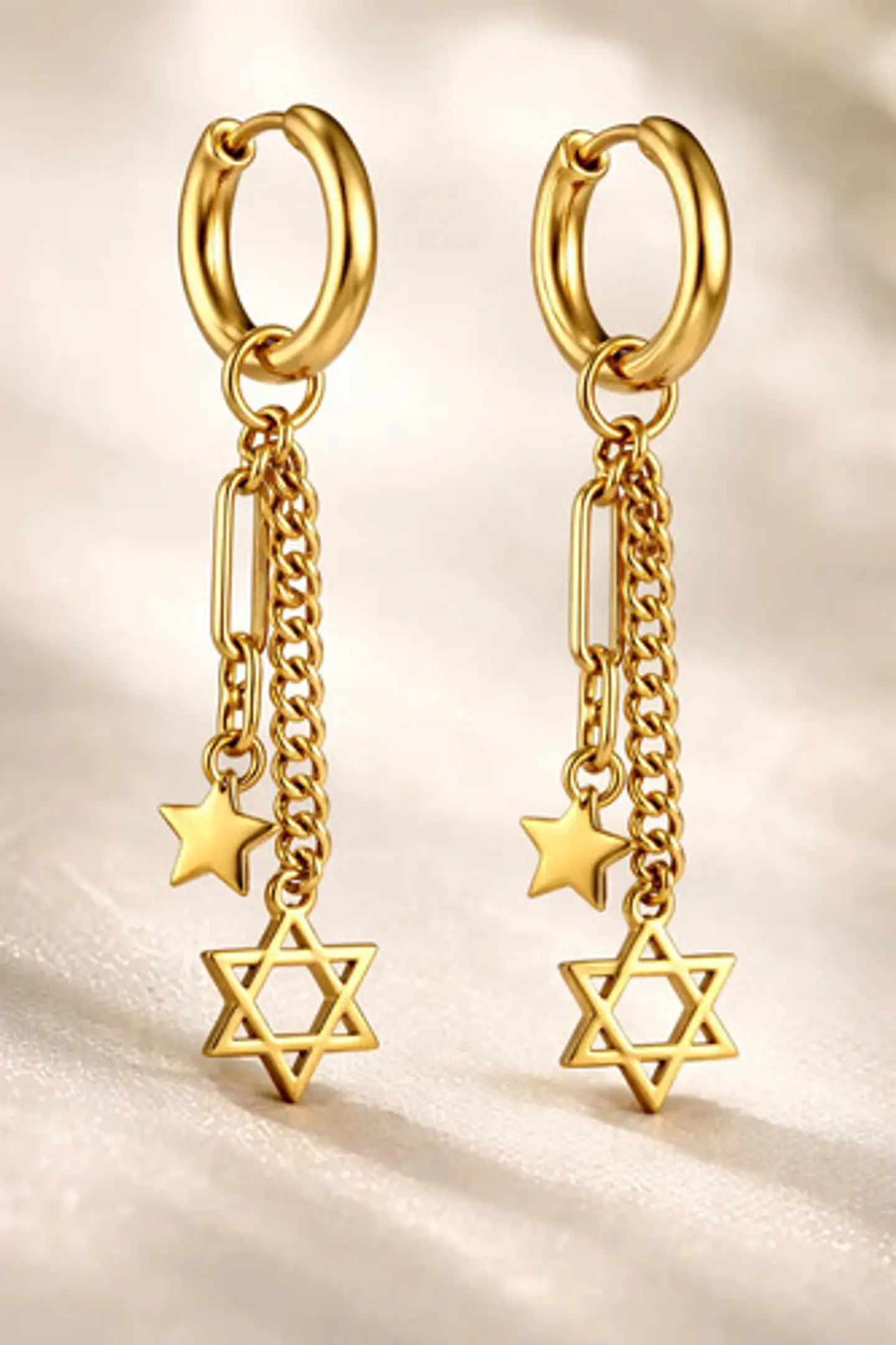 Aretes Para Hombre Mujer Pendientes Estrella De David Cadena 3