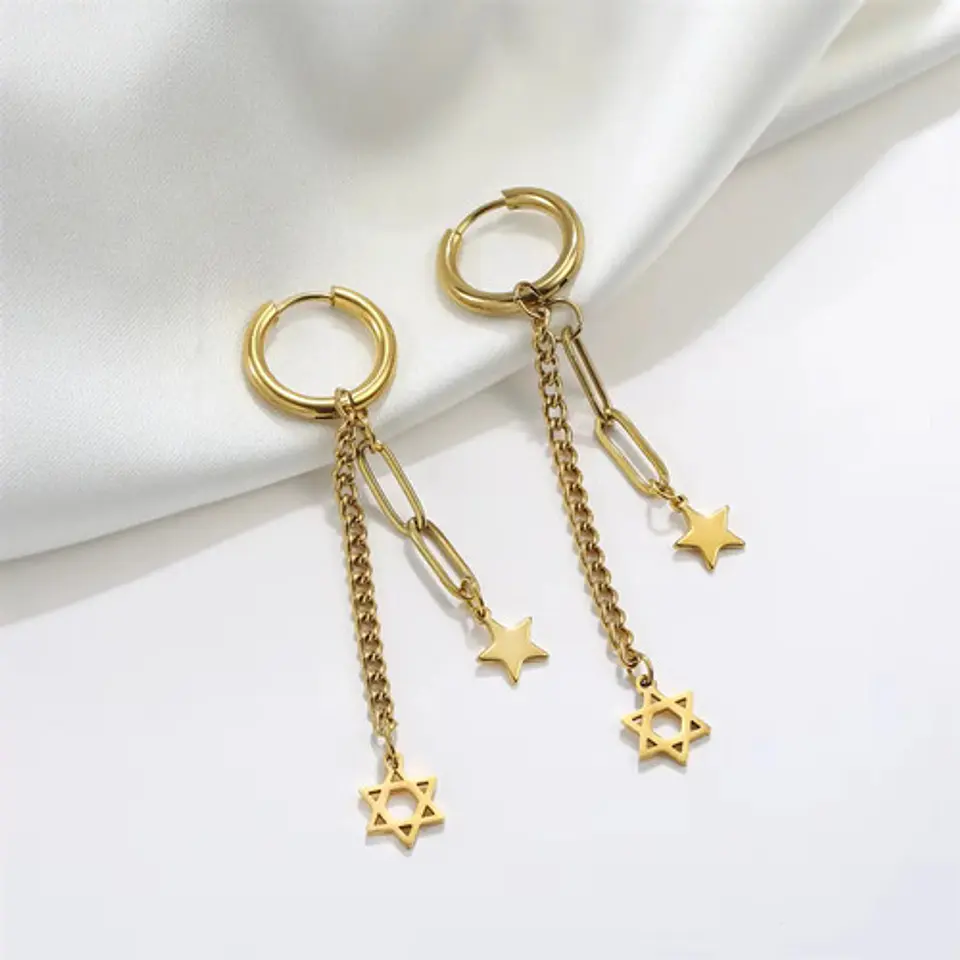 Aretes Para Hombre Mujer Pendientes Estrella De David Cadena 5