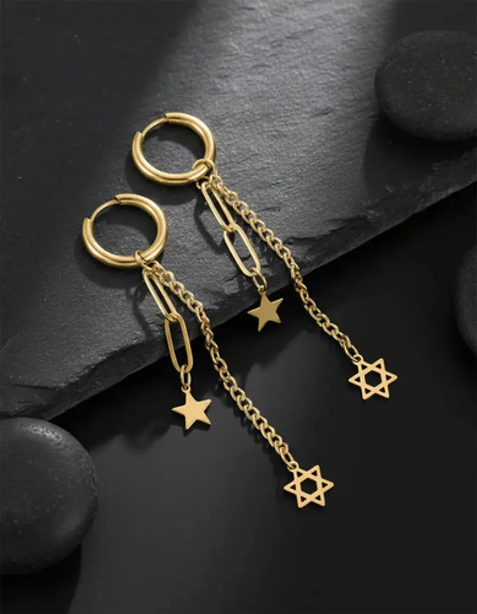 Aretes Para Hombre Mujer Pendientes Estrella De David Cadena 6
