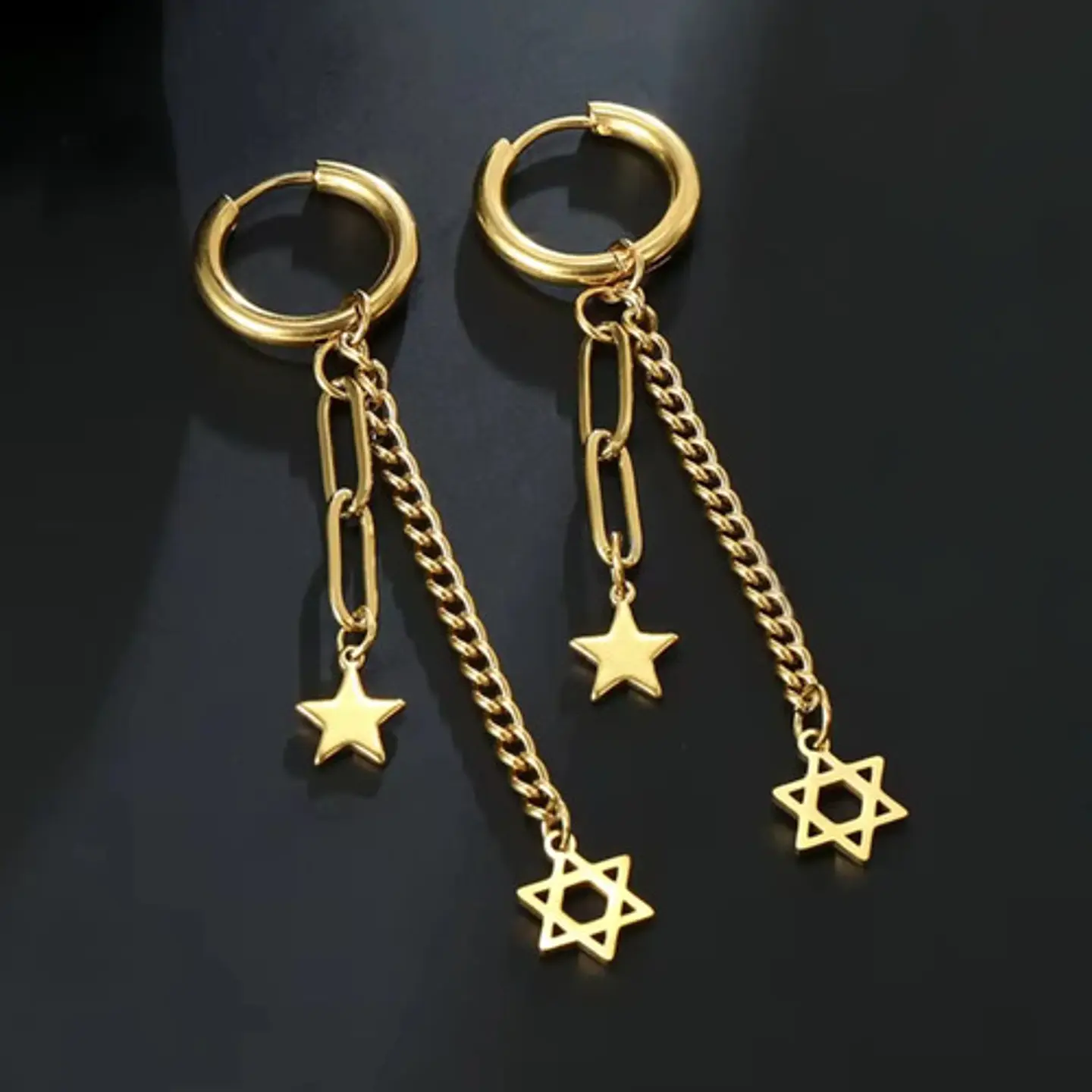Aretes Para Hombre Mujer Pendientes Estrella De David Cadena 7