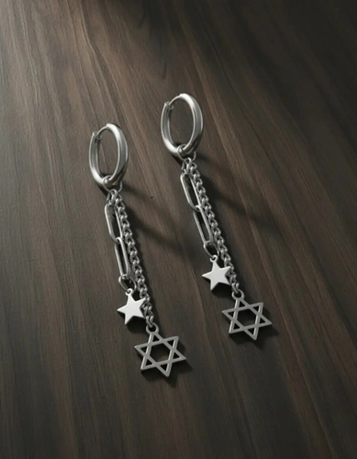 Aretes Para Hombre Mujer Pendientes Estrella De David Cadena 11