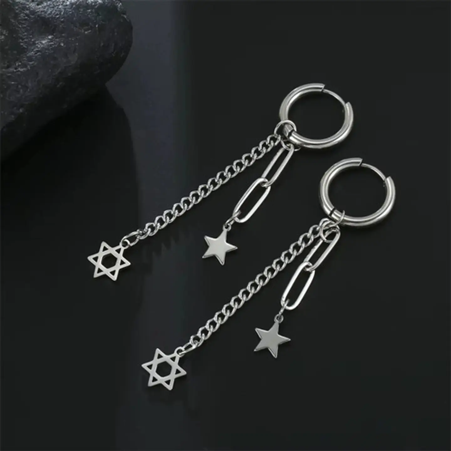 Aretes Para Hombre Mujer Pendientes Estrella De David Cadena 12