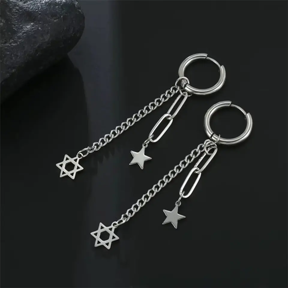 Aretes Para Hombre Mujer Pendientes Estrella De David Cadena 12
