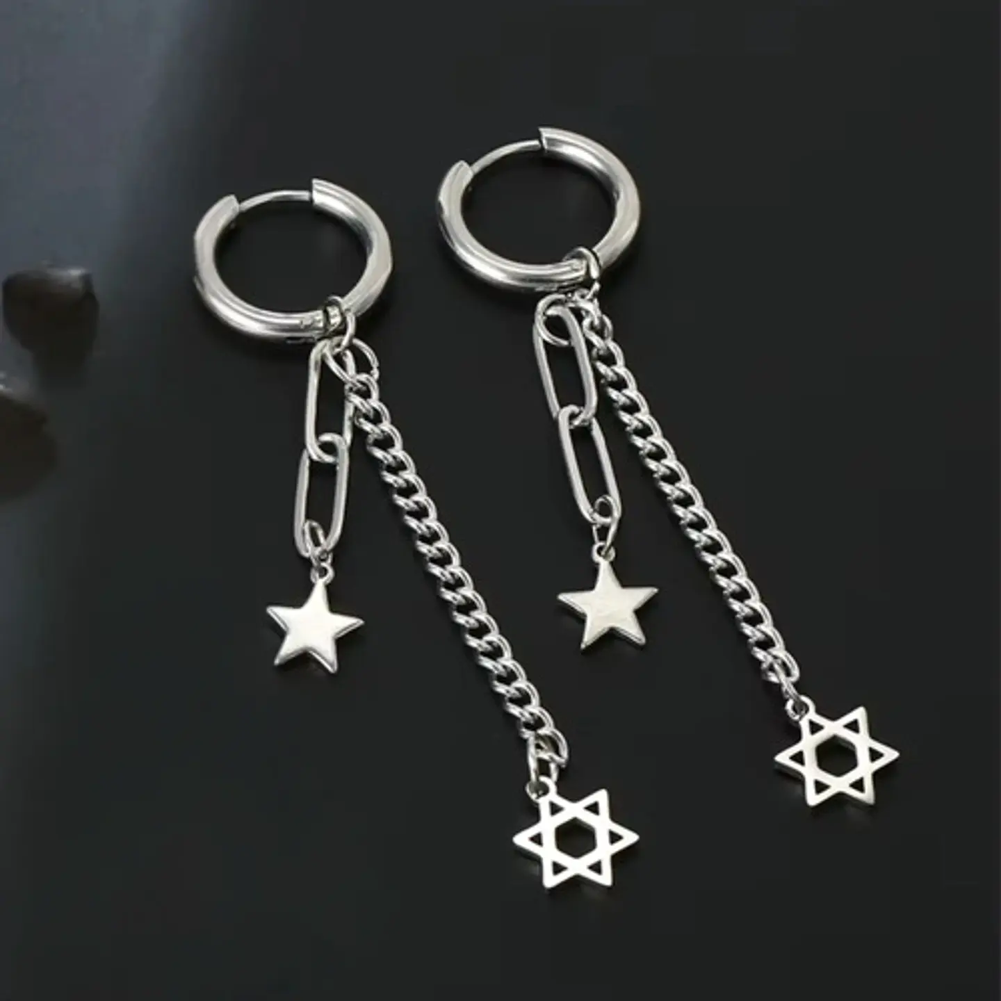 Aretes Para Hombre Mujer Pendientes Estrella De David Cadena 13