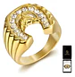 Anillo Color Oro Acero Inoxidable Caballo Piedras Cz Hombre - Miniatura 1