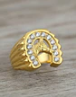 Anillo Color Oro Acero Inoxidable Caballo Piedras Cz Hombre - Miniatura 7