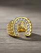 Anillo Color Oro Acero Inoxidable Caballo Piedras Cz Hombre - Miniatura 8