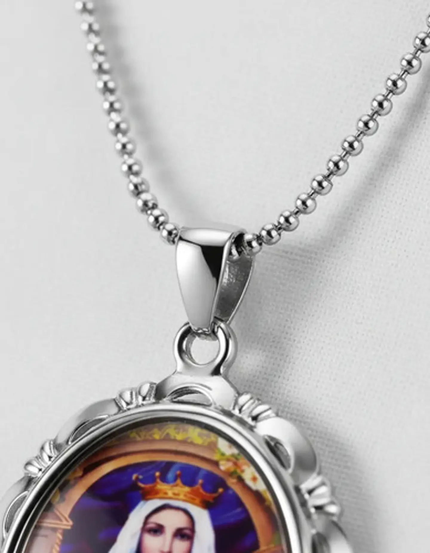 Collar Para Hombres Mujeres Dije Medallón De La Virgen María 3