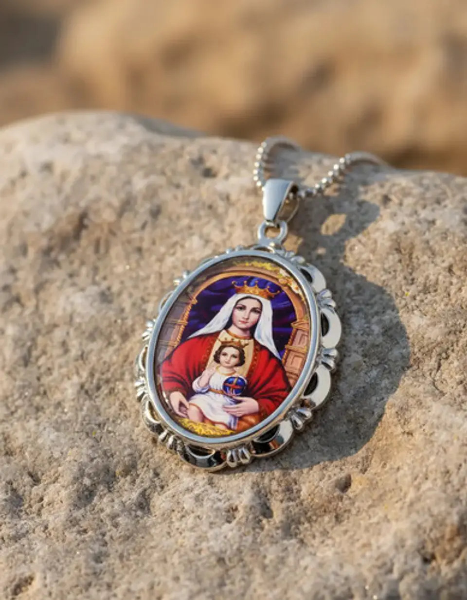 Collar Para Hombres Mujeres Dije Medallón De La Virgen María 5
