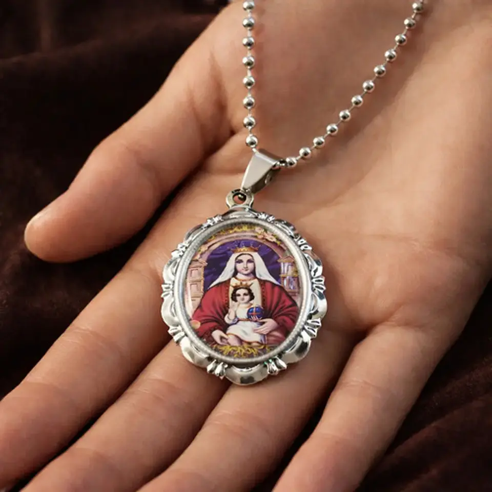 Collar Para Hombres Mujeres Dije Medallón De La Virgen María 7