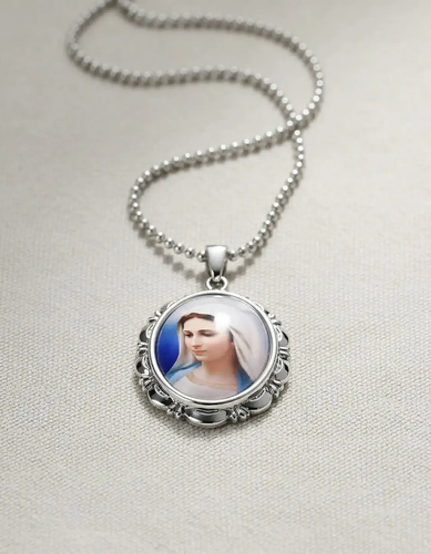 Collar Para Hombres Mujeres Dije Medallón De La Virgen María 11