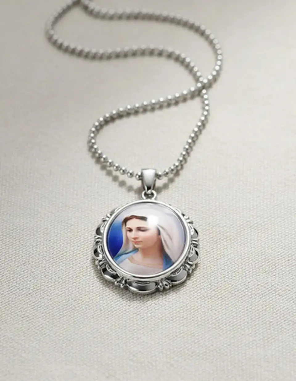 Collar Para Hombres Mujeres Dije Medallón De La Virgen María 11
