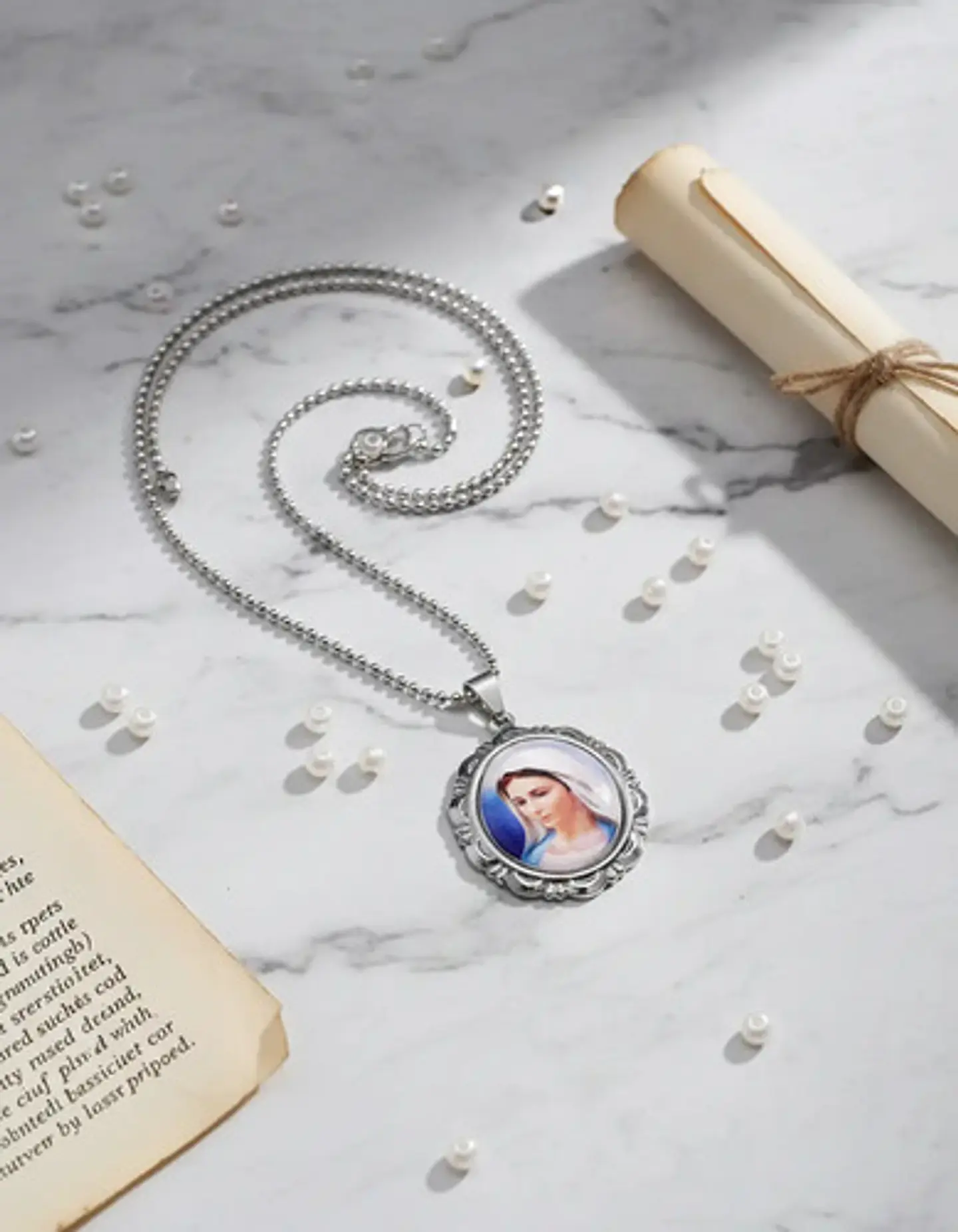 Collar Para Hombres Mujeres Dije Medallón De La Virgen María 13