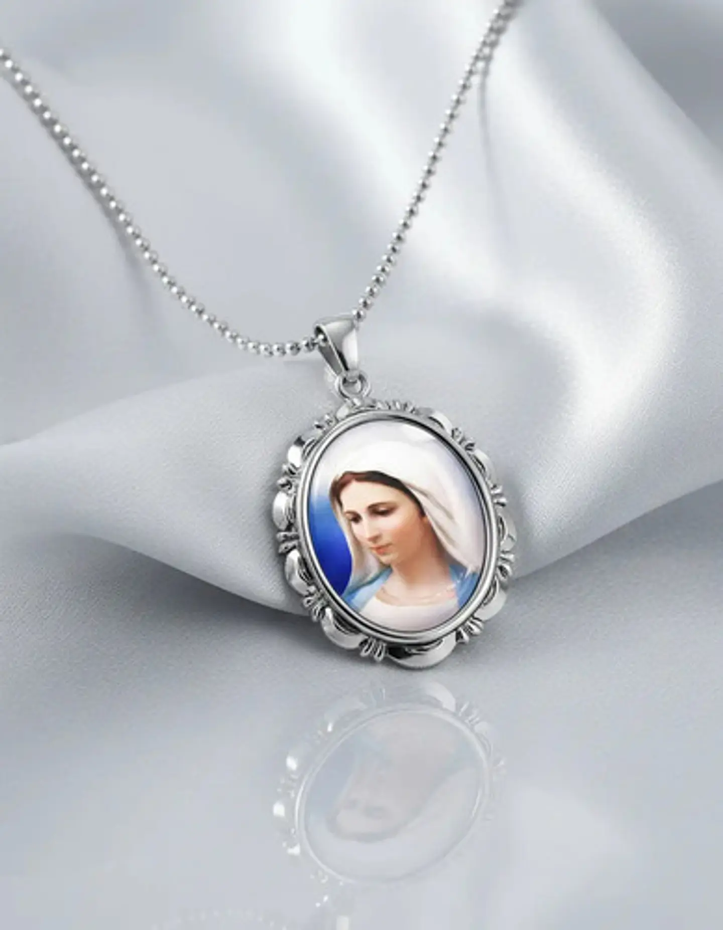 Collar Para Hombres Mujeres Dije Medallón De La Virgen María 14