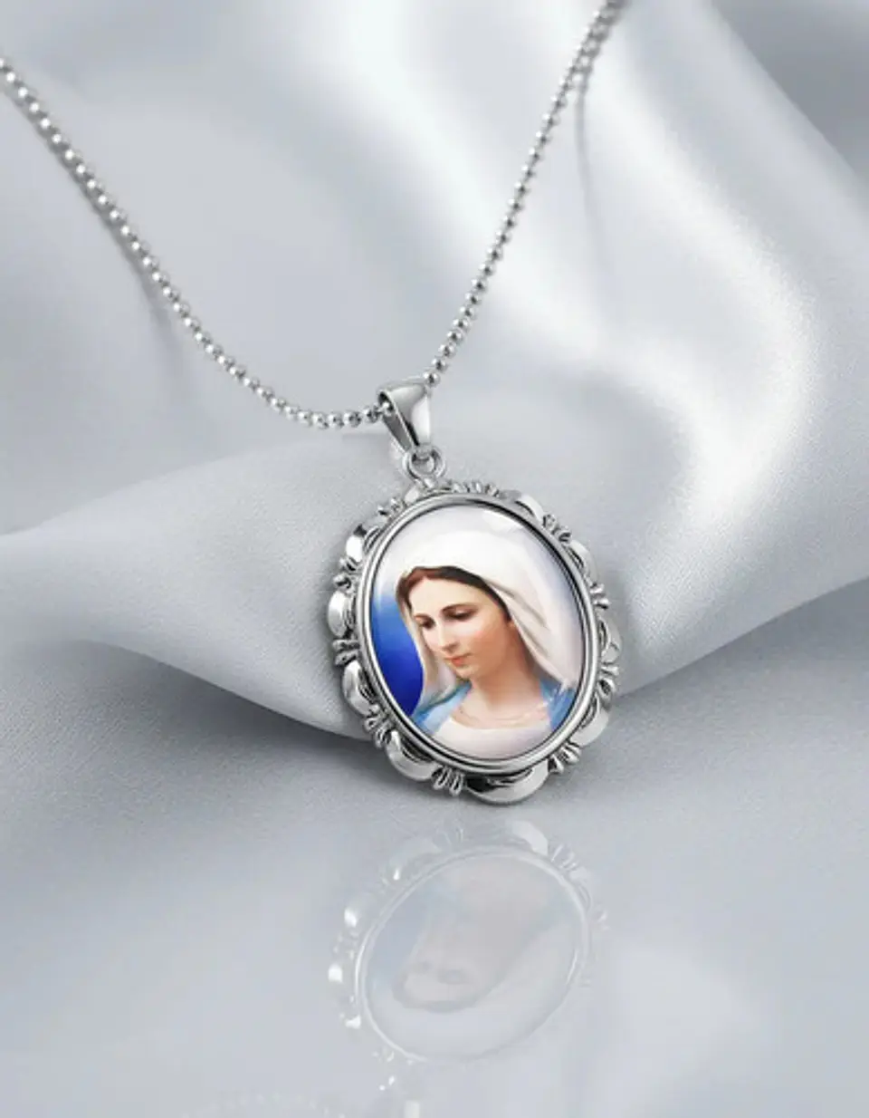 Collar Para Hombres Mujeres Dije Medallón De La Virgen María 14