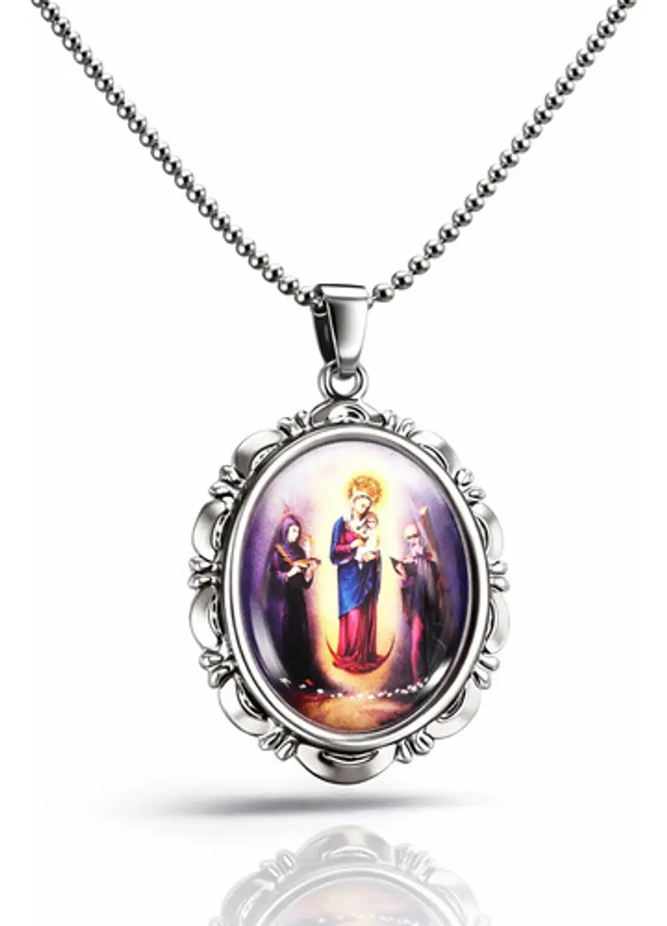 Collar Para Hombres Mujeres Dije Medallón De La Virgen María 18