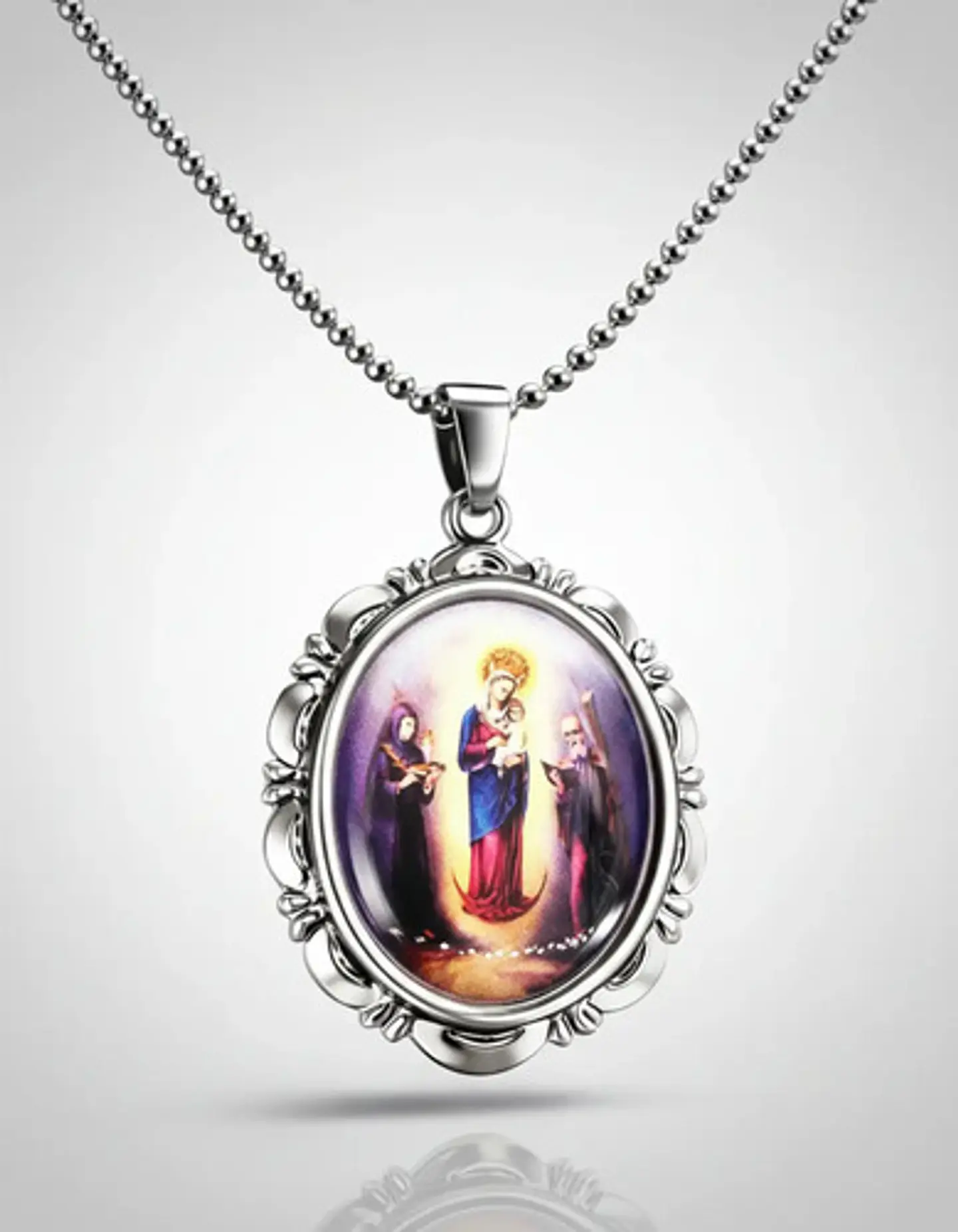 Collar Para Hombres Mujeres Dije Medallón De La Virgen María 19
