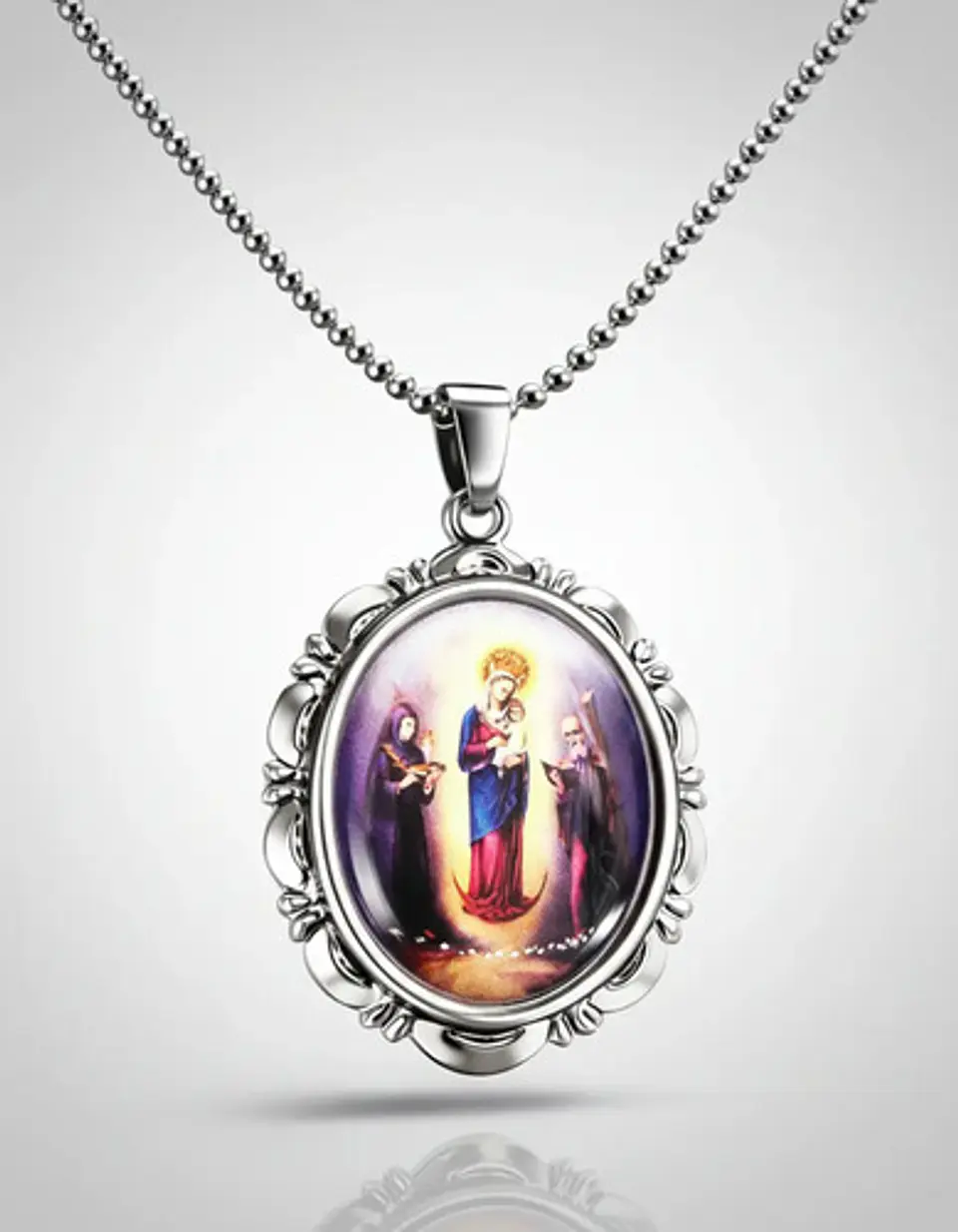 Collar Para Hombres Mujeres Dije Medallón De La Virgen María 19