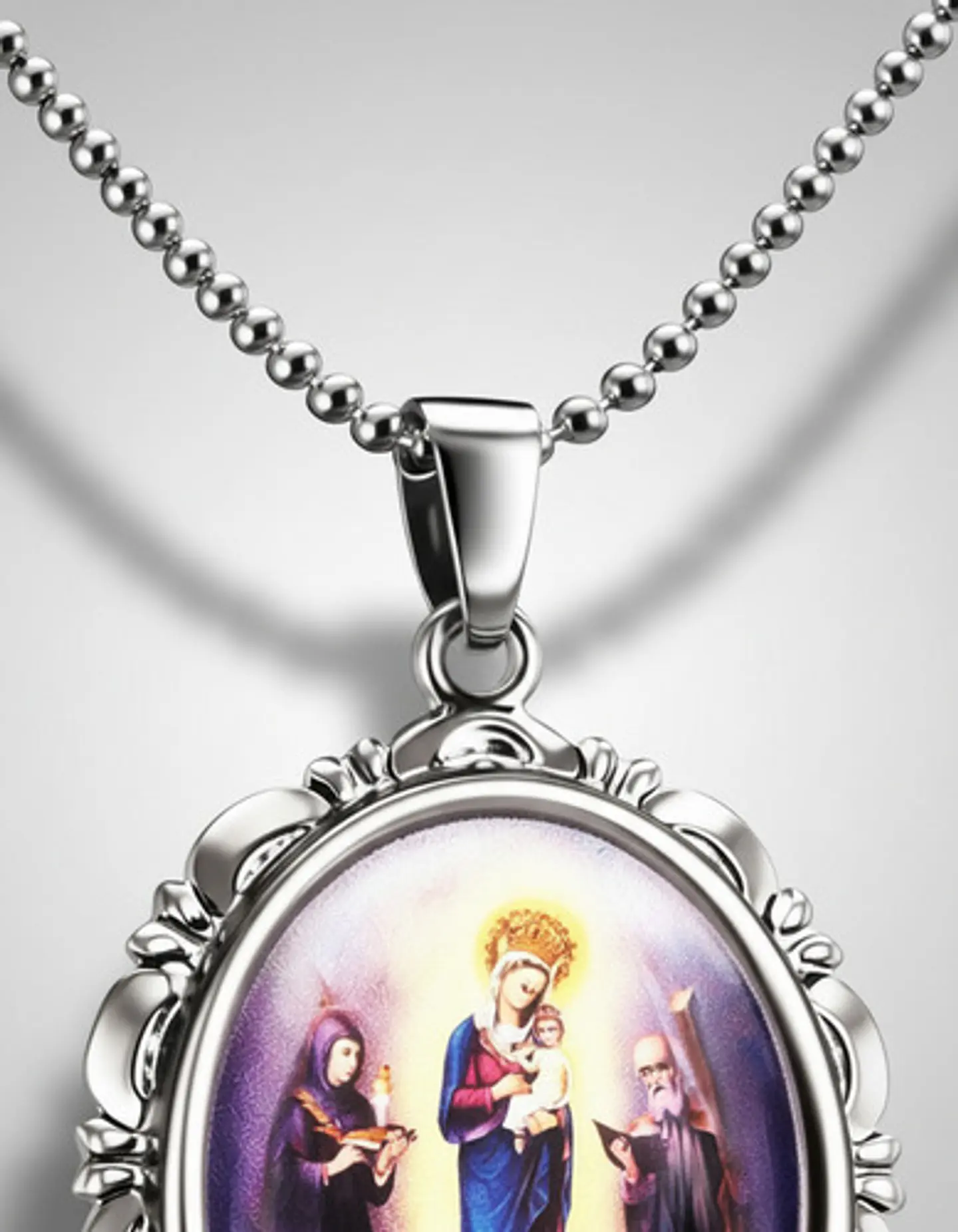 Collar Para Hombres Mujeres Dije Medallón De La Virgen María 20