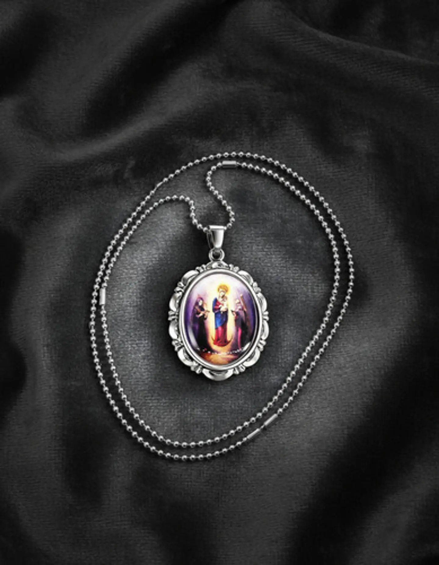 Collar Para Hombres Mujeres Dije Medallón De La Virgen María 23