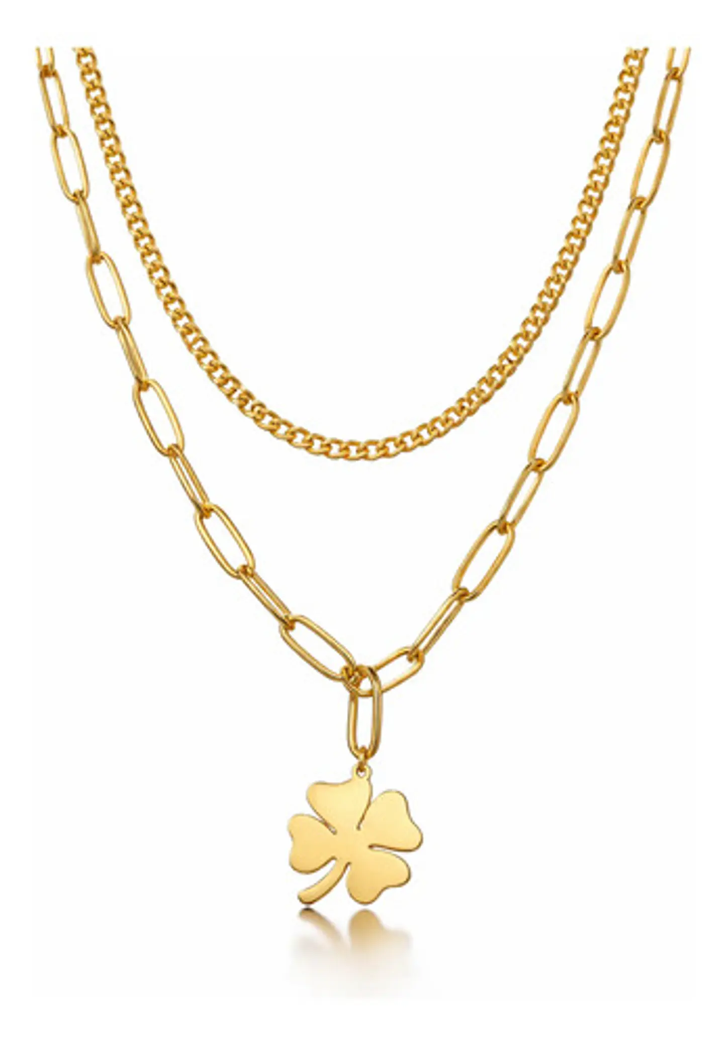 Collar Doble Gargantilla Para Mujer Dije Trébol De La Suerte 1