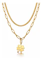Collar Doble Gargantilla Para Mujer Dije Trébol De La Suerte - Miniatura 1