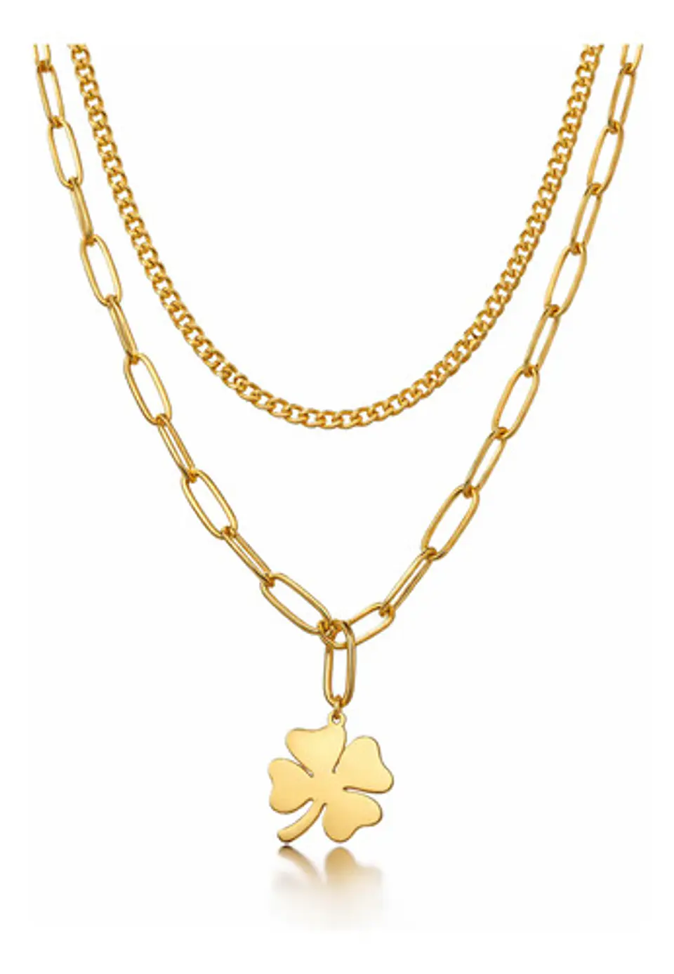 Collar Doble Gargantilla Para Mujer Dije Trébol De La Suerte 1