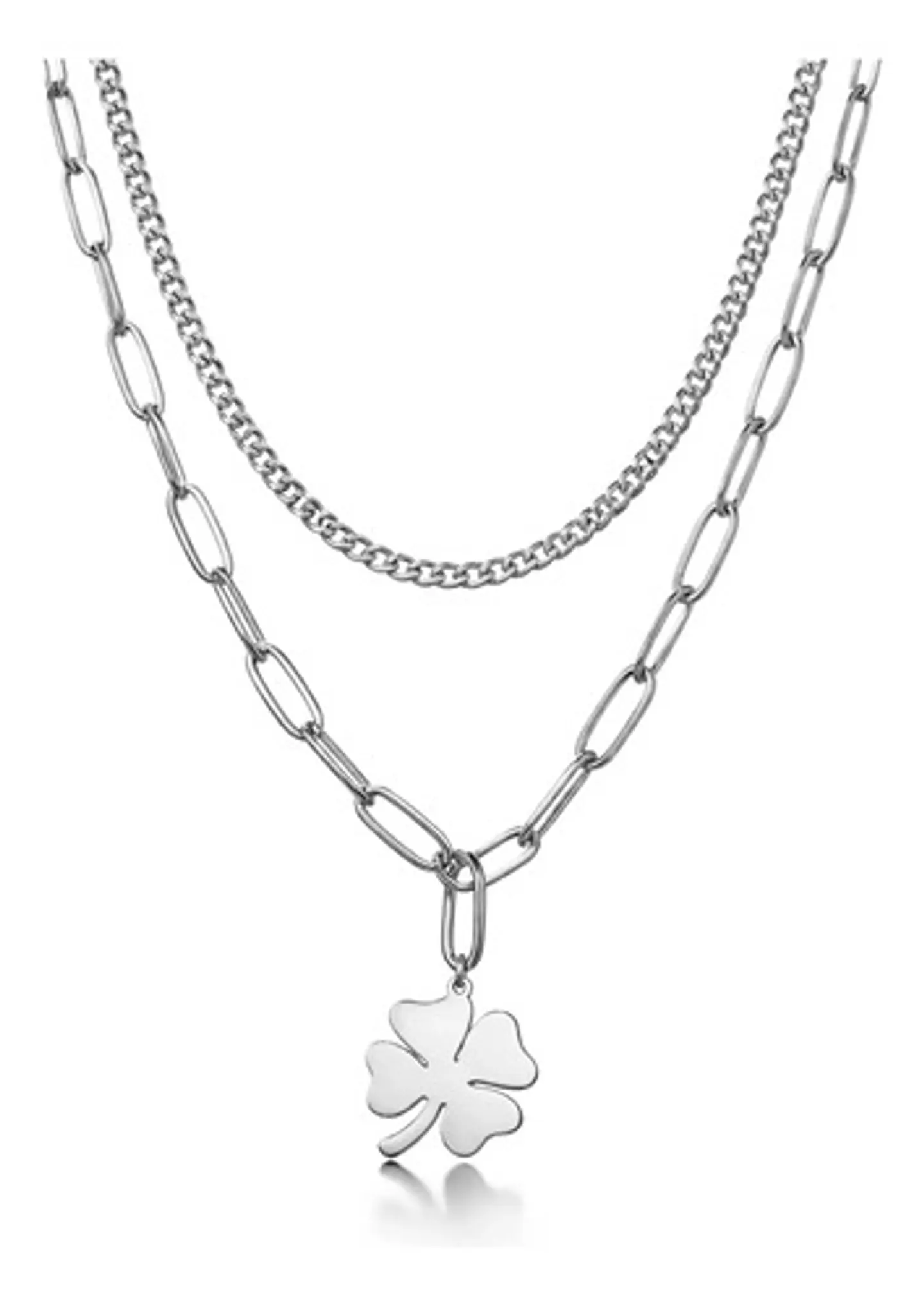Collar Doble Gargantilla Para Mujer Dije Trébol De La Suerte 7