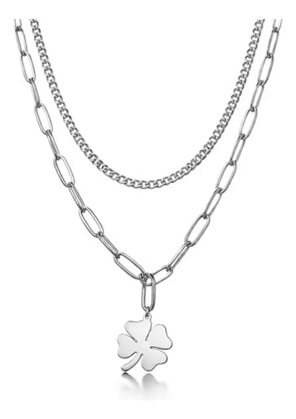 Collar Doble Gargantilla Para Mujer Dije Trébol De La Suerte 7