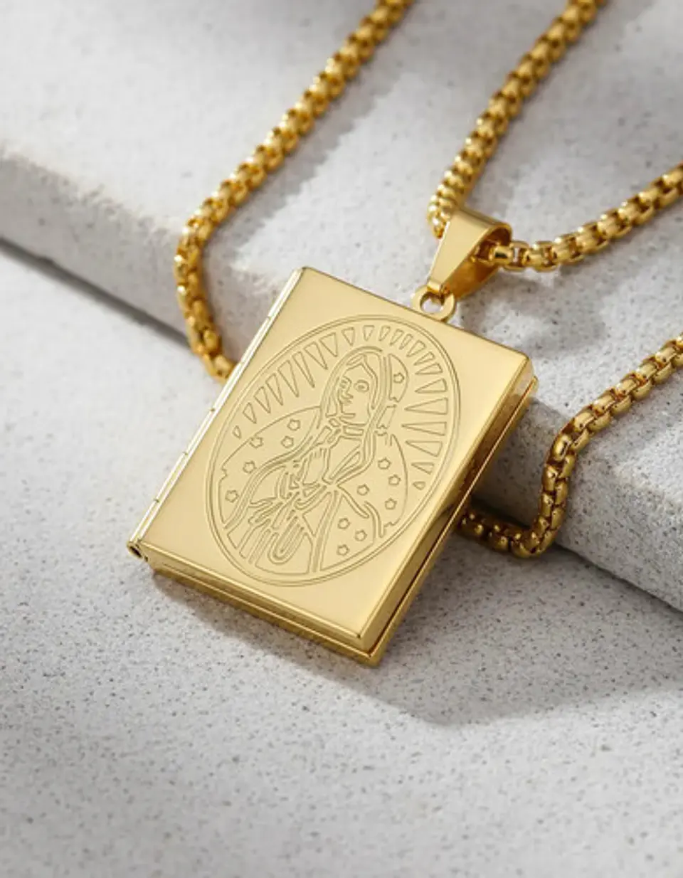 Collar Para Hombre Y Mujer Dije Relicario De La Virgen María 5