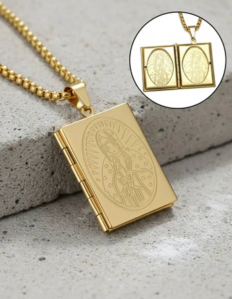 Collar Para Hombre Y Mujer Dije Relicario De La Virgen María 6