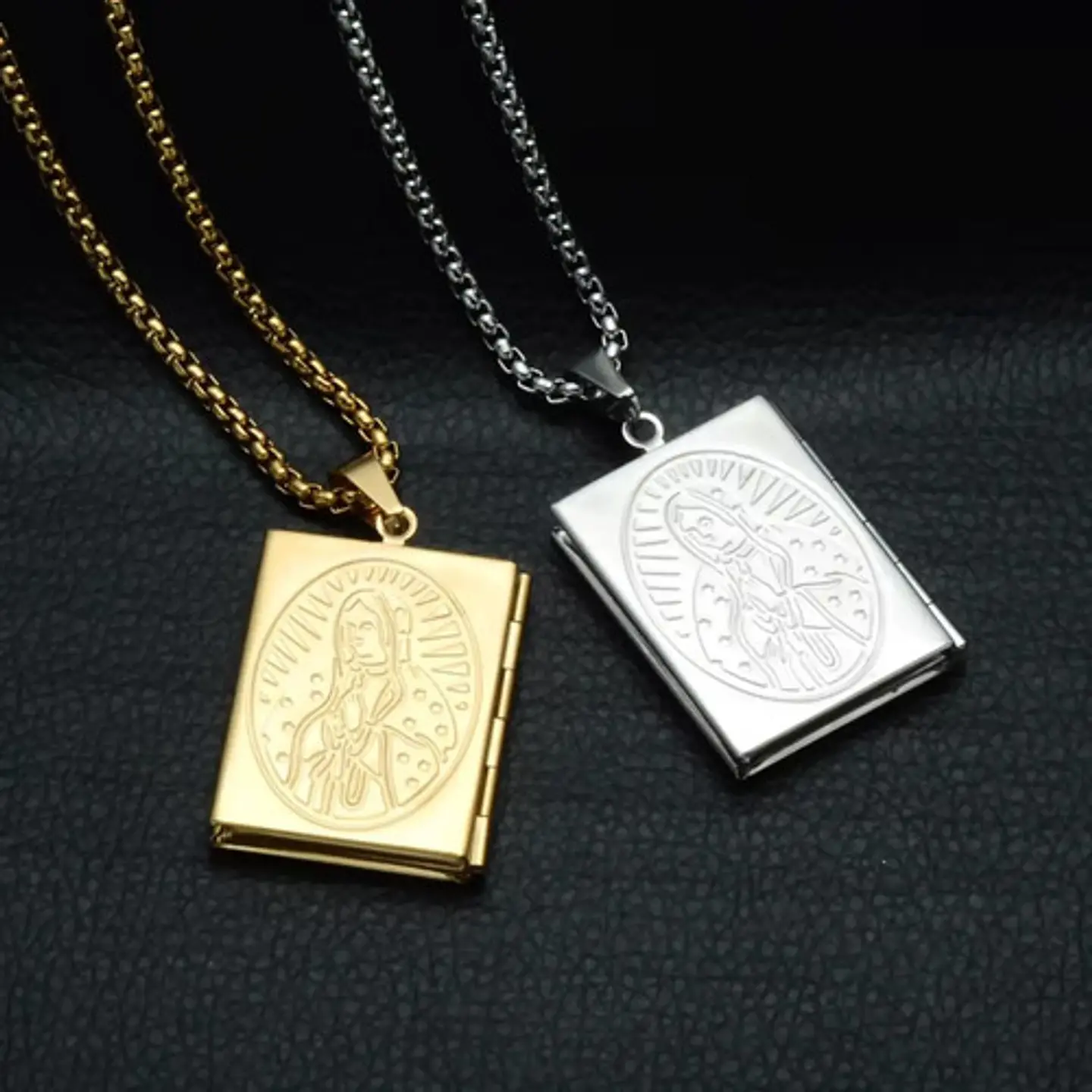 Collar Para Hombre Y Mujer Dije Relicario De La Virgen María 8