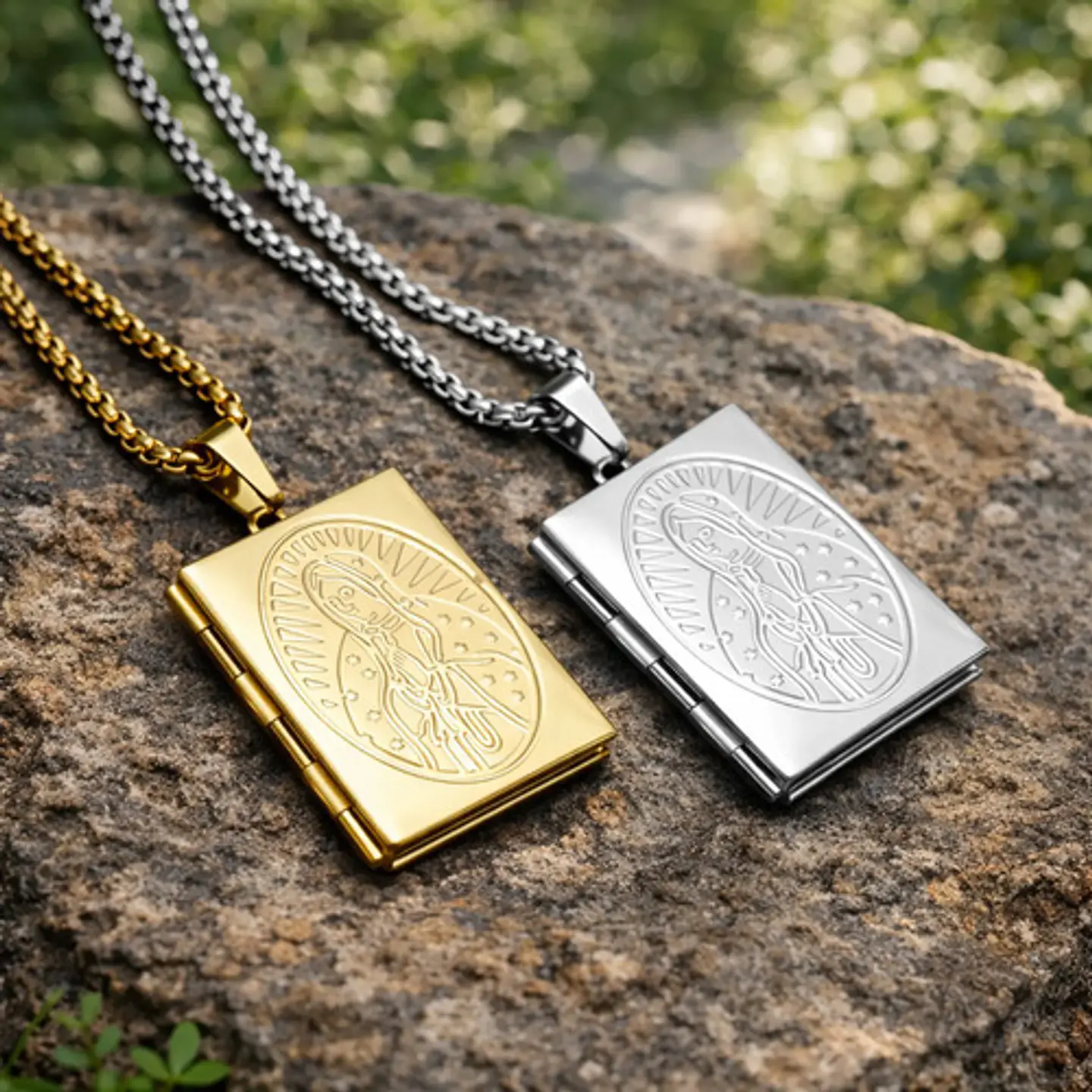 Collar Para Hombre Y Mujer Dije Relicario De La Virgen María 14