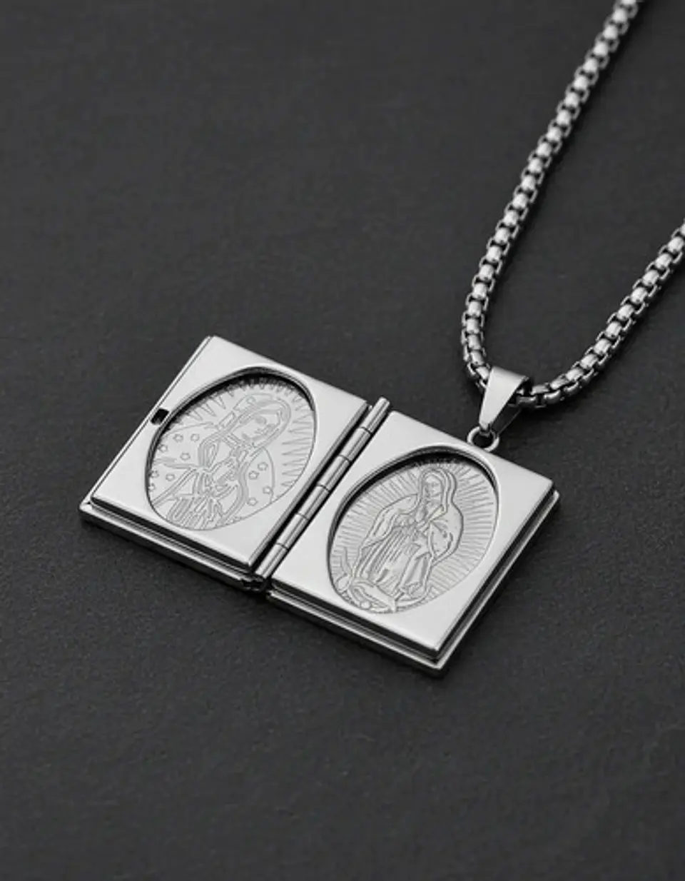 Collar Para Hombre Y Mujer Dije Relicario De La Virgen María 17