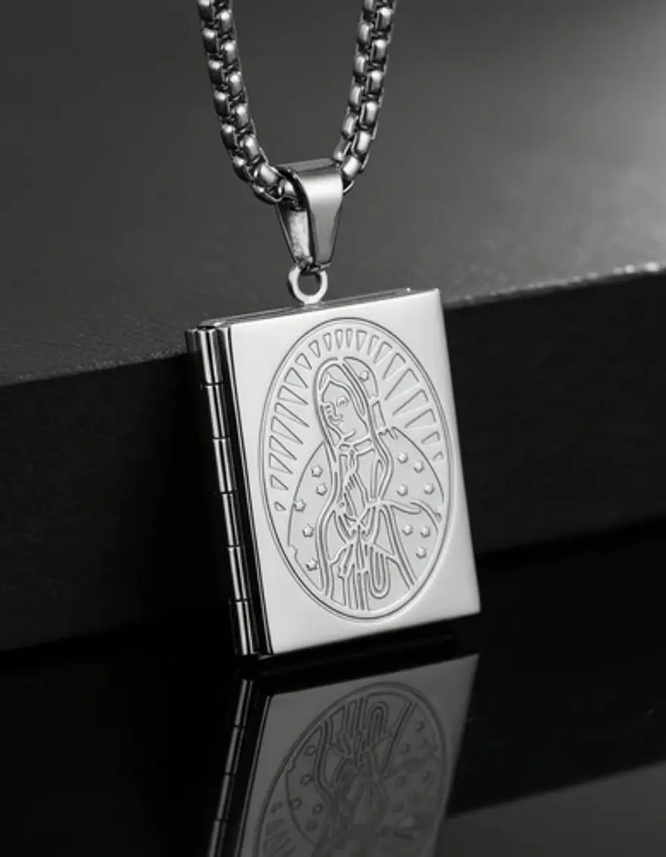 Collar Para Hombre Y Mujer Dije Relicario De La Virgen María 18