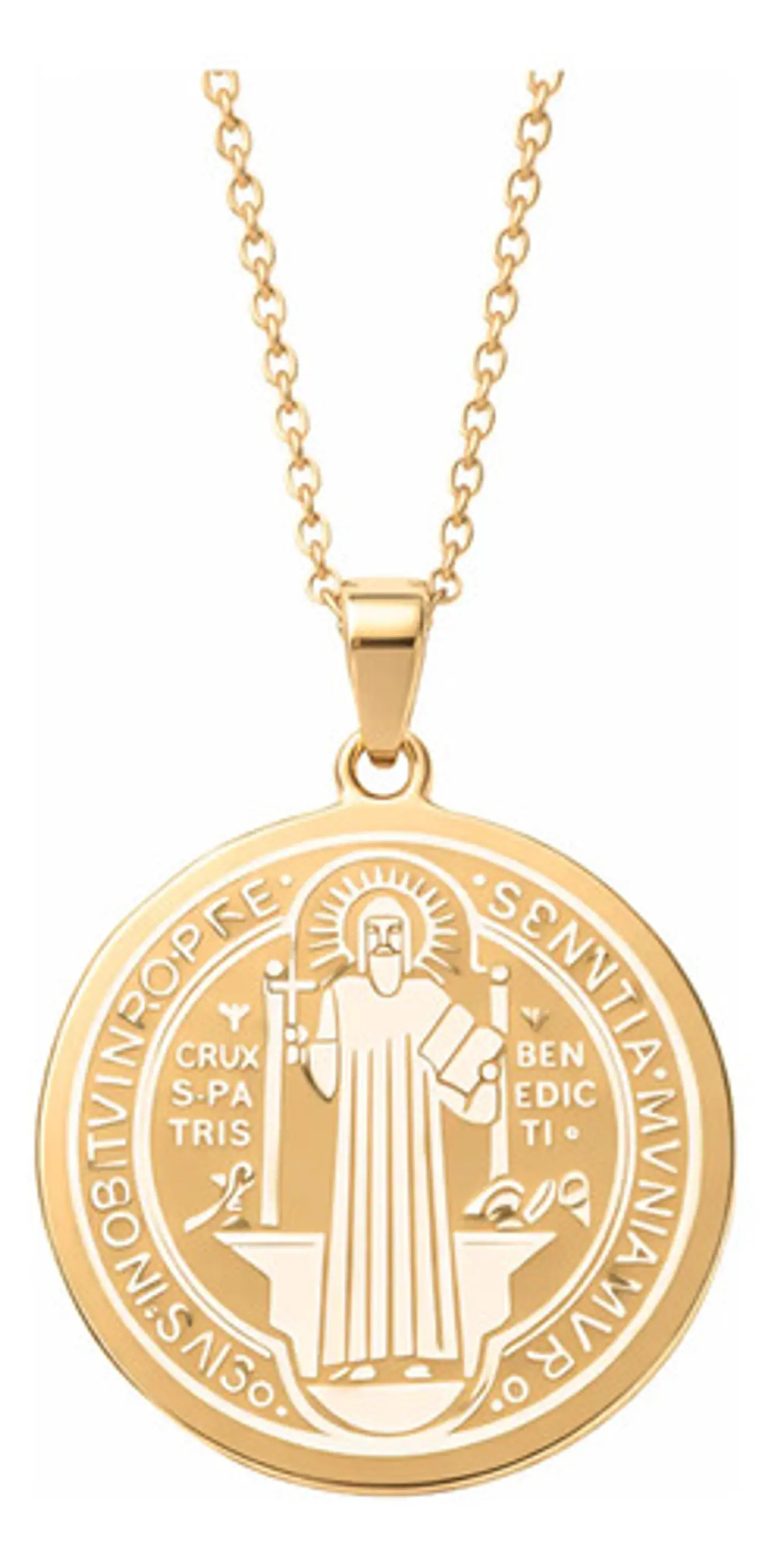 Collar Para Hombre Mujer Dije Medalla San Benito Doble Cara 1