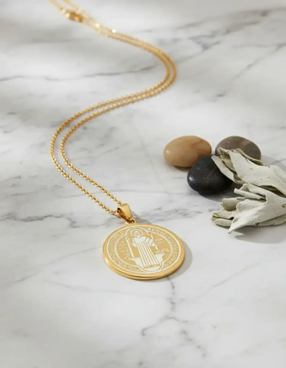 Collar Para Hombre Mujer Dije Medalla San Benito Doble Cara 2