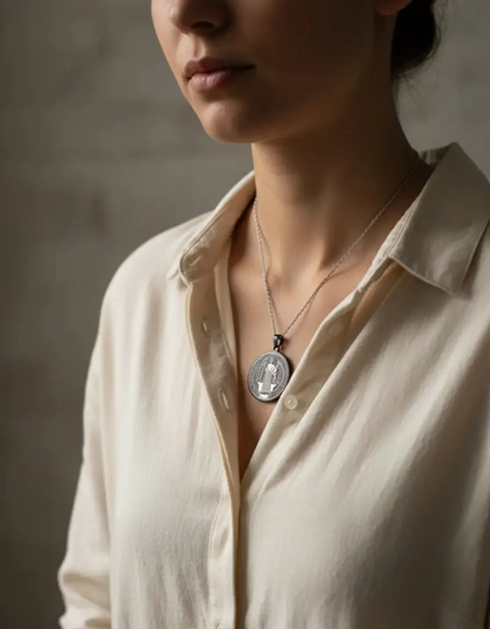 Collar Para Hombre Mujer Dije Medalla San Benito Doble Cara 13