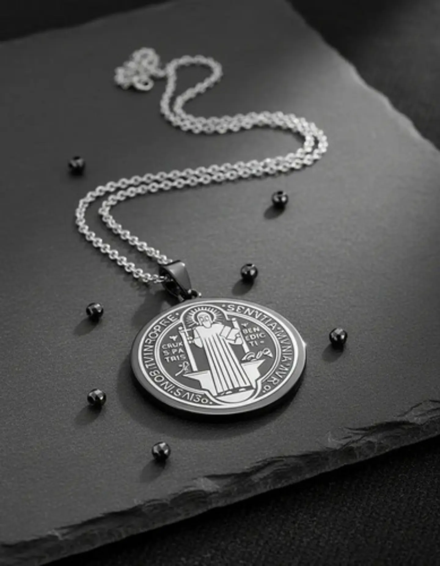 Collar Para Hombre Mujer Dije Medalla San Benito Doble Cara 15