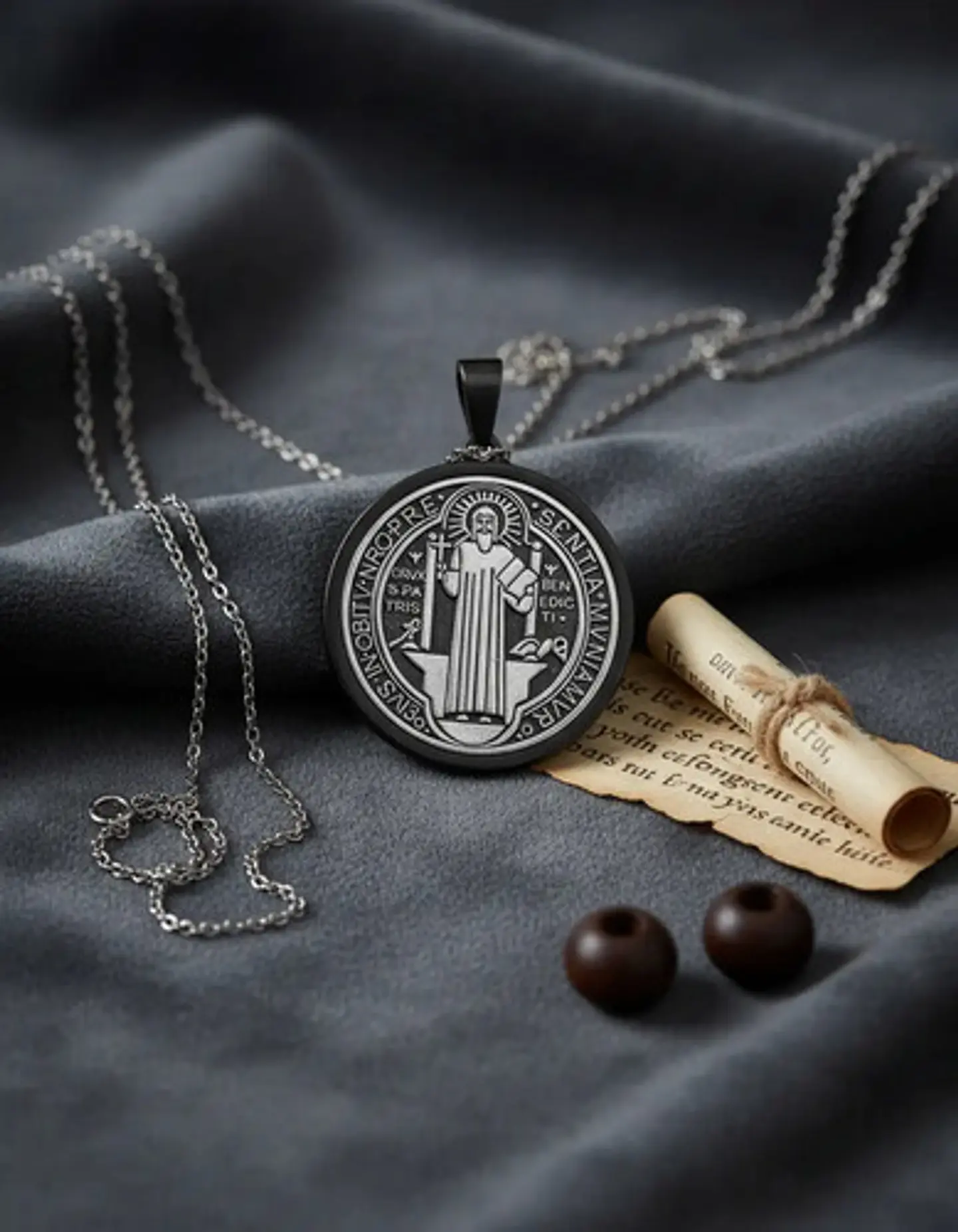 Collar Para Hombre Mujer Dije Medalla San Benito Doble Cara 16
