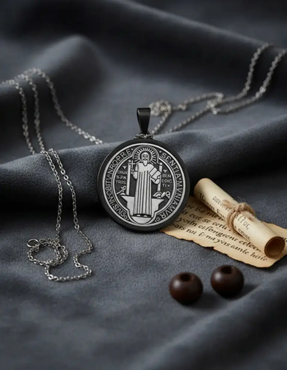 Collar Para Hombre Mujer Dije Medalla San Benito Doble Cara 16