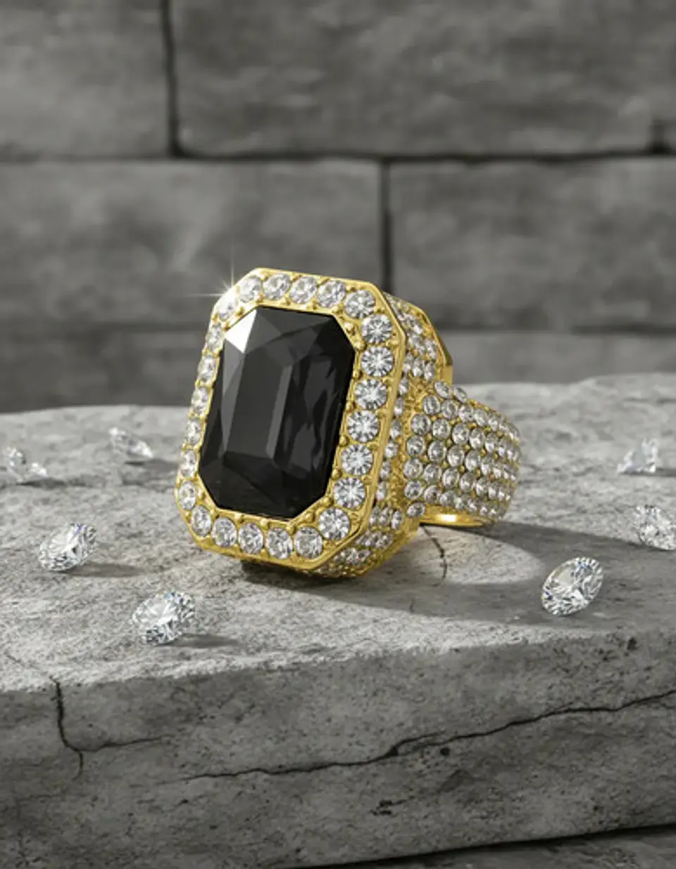 Anillo Para Hombre Y Mujer Hip Hop Bling Iced Out Octagonal 6