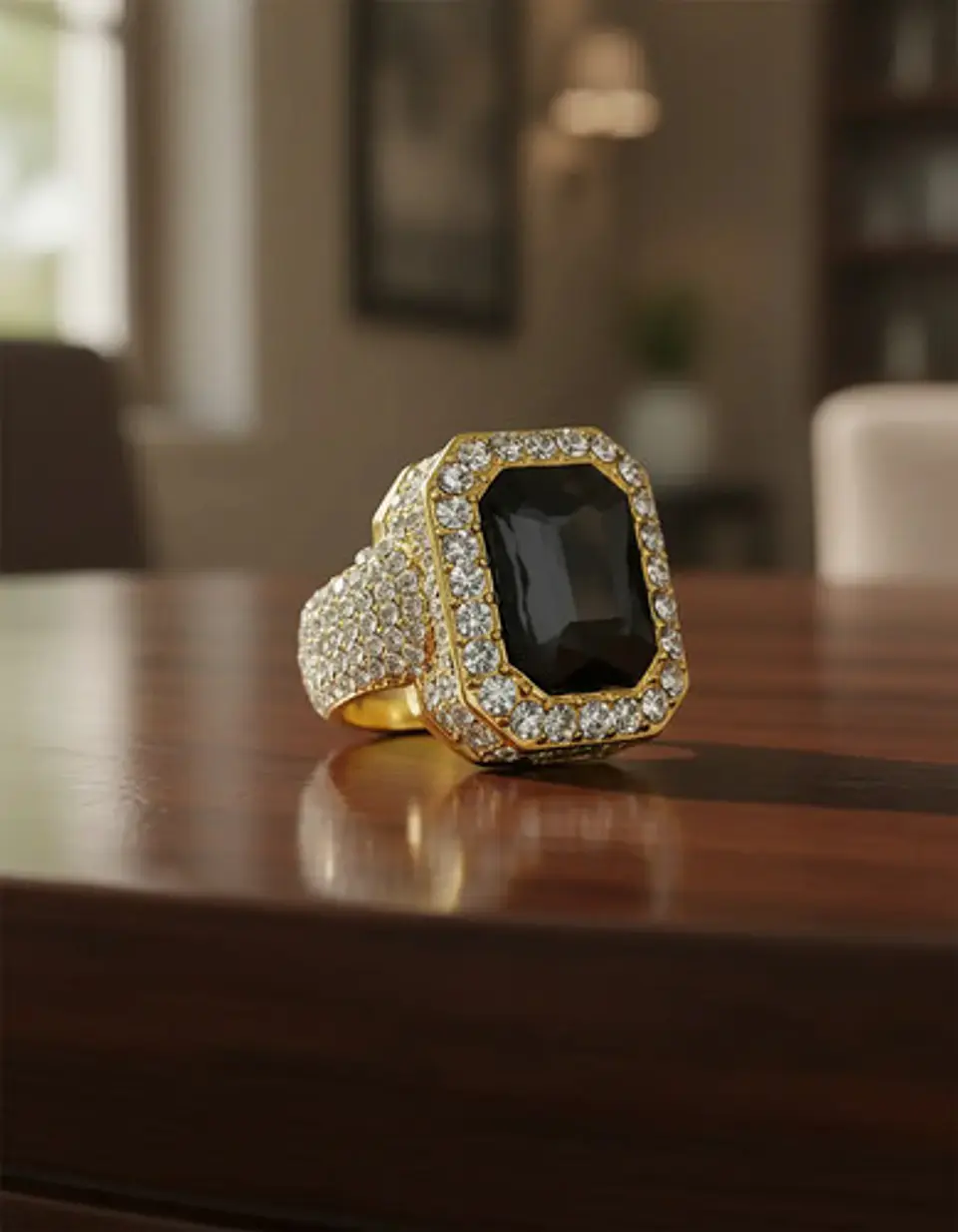 Anillo Para Hombre Y Mujer Hip Hop Bling Iced Out Octagonal 8
