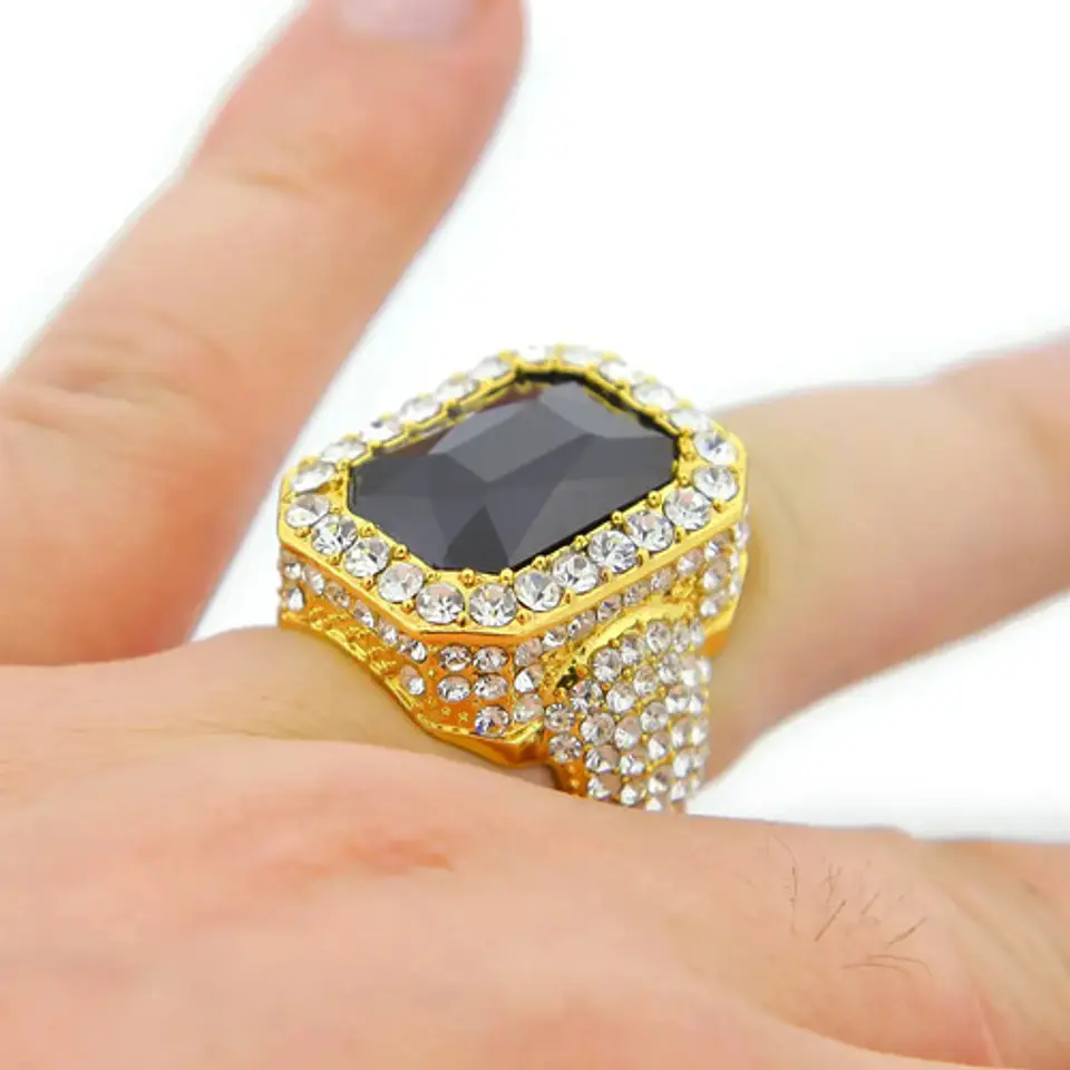 Anillo Para Hombre Y Mujer Hip Hop Bling Iced Out Octagonal 10