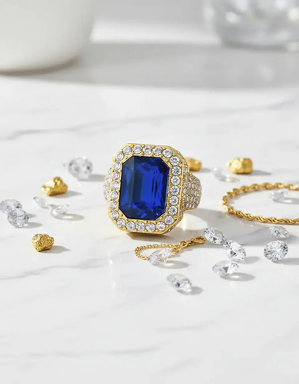 Anillo Para Hombre Y Mujer Hip Hop Bling Iced Out Octagonal 12