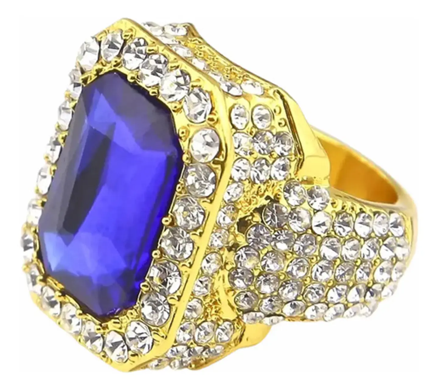 Anillo Para Hombre Y Mujer Hip Hop Bling Iced Out Octagonal 14