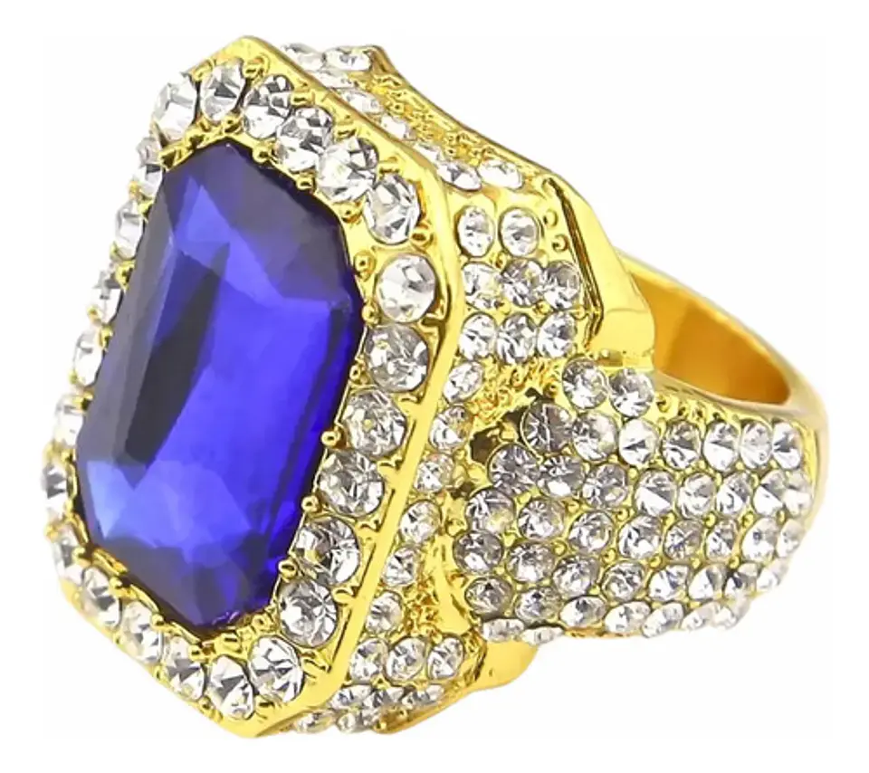 Anillo Para Hombre Y Mujer Hip Hop Bling Iced Out Octagonal 14