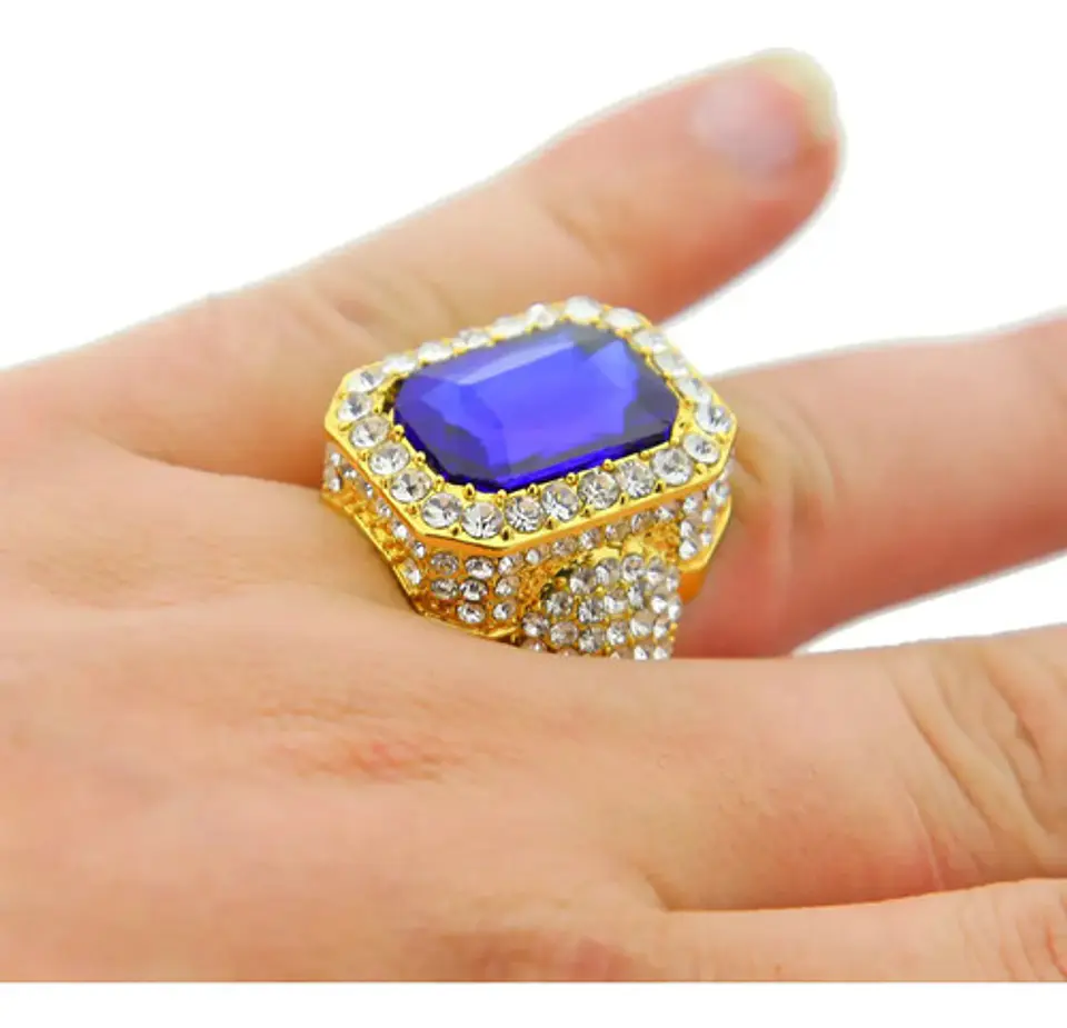 Anillo Para Hombre Y Mujer Hip Hop Bling Iced Out Octagonal 16